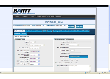 Figure 2: Screenshoot of a In Progress Detail view, Basic Info tab