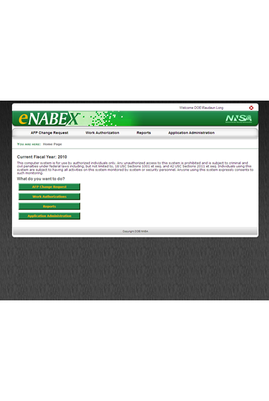 Figure 1: Screenshot of the eNABEX home page