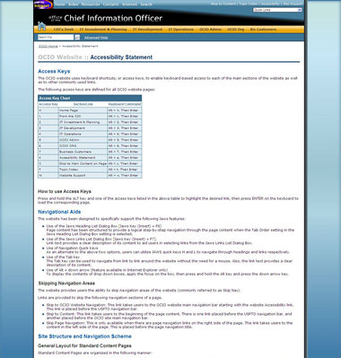 Figure 7 — Complex general content template: Screenshot of the OCIO Accessibility Statement page