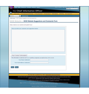 Figure 15 — Form template: Screenshot of the OCIO Suggestion and Comment Form