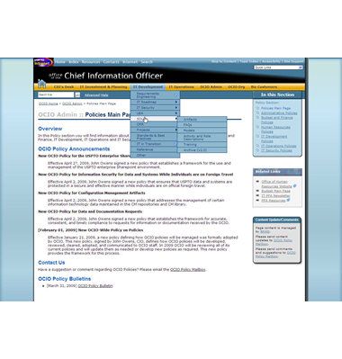 Figure 2 — Primary CSS navigation example: Screenshot of the OCIO Admin Policies main page