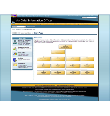 Figure 12 — Organizational main template: Screenshot of the OCIO Organizational Main page