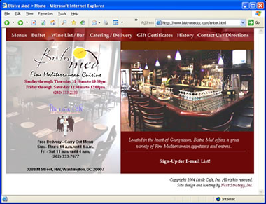 Screenshot of Bistro Med's hompage