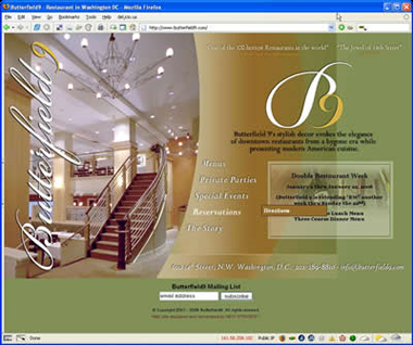 Screenshot of the Butterfield 9 homepage