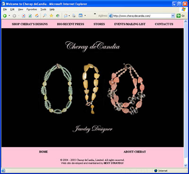 Screenshot of Cheray de Candia's homepage, circa 2005