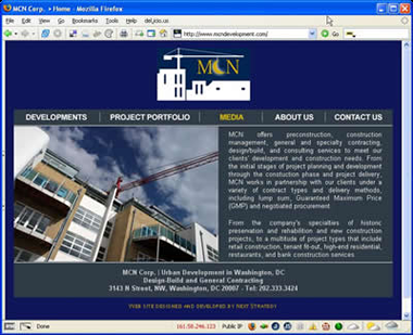 Screenshot of the MCN Corp. homepage