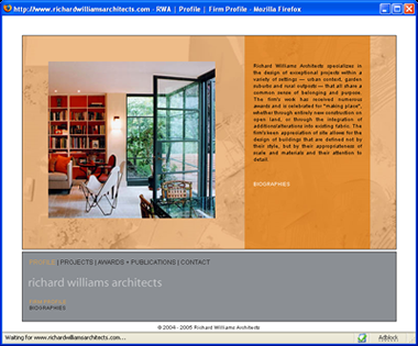 Screenshot of the Richard Williams Architecture homepage