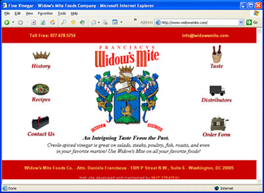 Screenshot of the Widow's Mite homepage