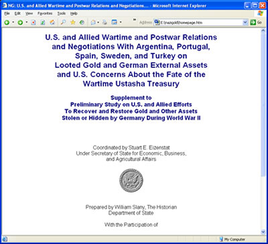 Screenshot of the Nazi Gold homepage