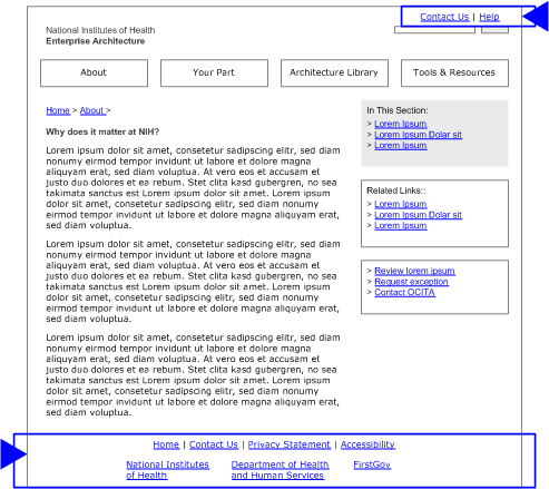 Wireframe: Global Utility Links