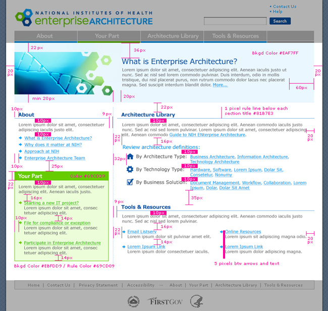 Home page specification