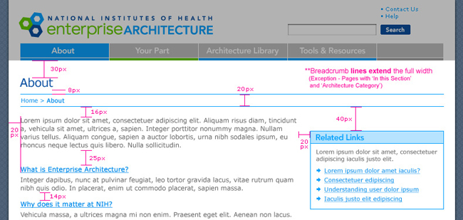Landing page specification