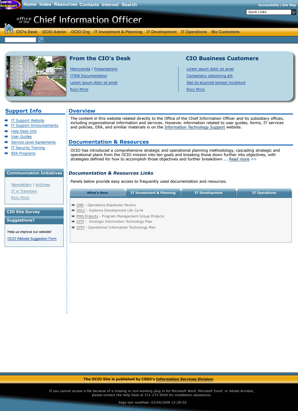 Mock-up of CIO Home Page